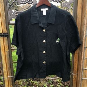 Natalie & Me Weekend woman black linen blend blouse size 3X